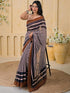 Vasthrlay Womens Printed Mauve And Black Saree With Unstitched Blouse Piece