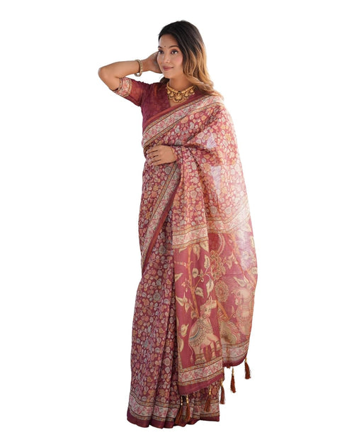 Vasthrlay Handloom Cotton Grey Green Traditional Tassels Saree