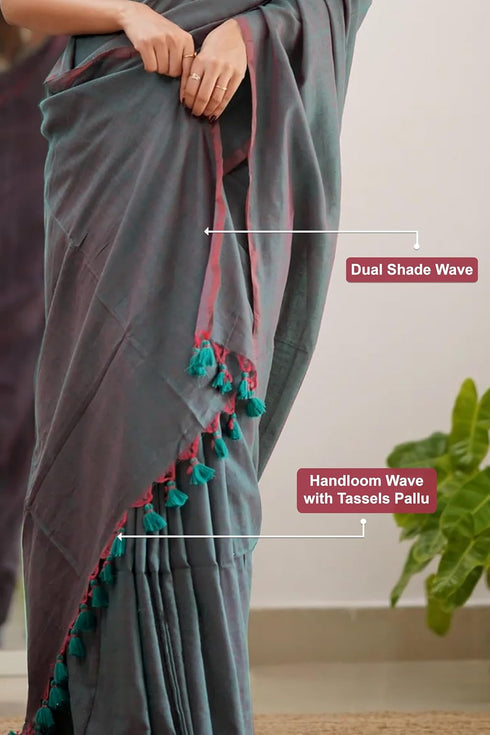 Vasthrlay Handloom Printed Unstitched Purple Ethnic Wear