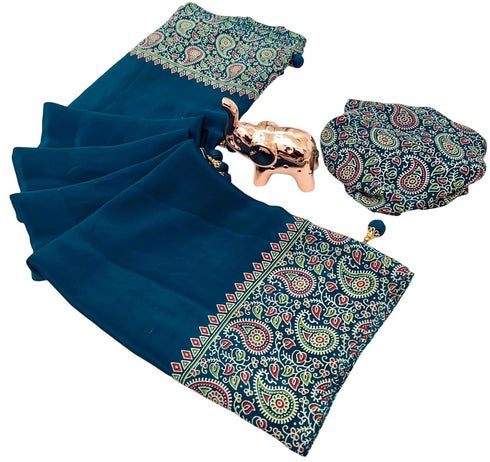 Vasthrlay Printed Ajrakh Floral