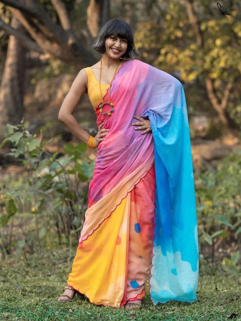 Vasthrlay Multicolour Abstract Contrast Lightweight