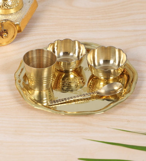 Brass Pooja Thali Set 5 Inches