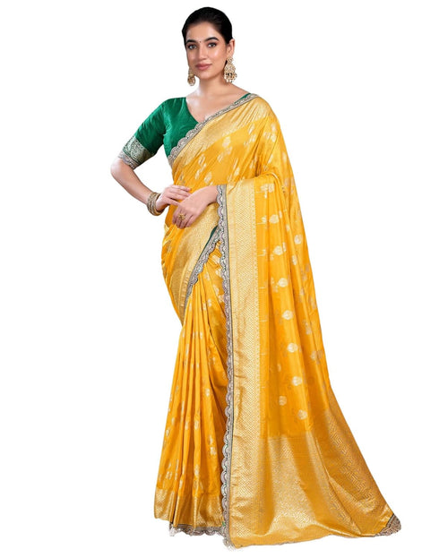 Vasthrlay Banarasi Jacquard Unstitched Pink Saree