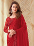 Vasthrlay Womens Georgette Unstitched Red Saree