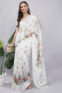 Vasthrlay White1 Floral Print Chanderi Silk Blend Saree With Unstitched Blouse Piece