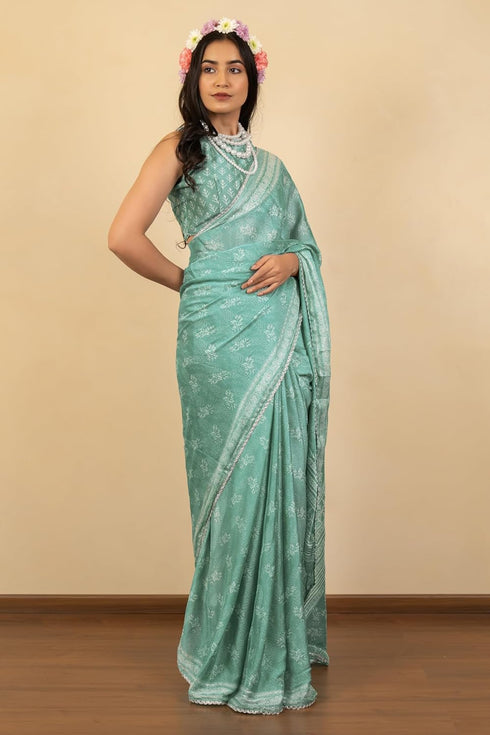 Vasthrlay Fashion Georgette Leheriya Turquoise Ethnic Wear