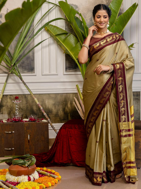 Vasthrlay Special Weaving Unstitched Light Green Saree