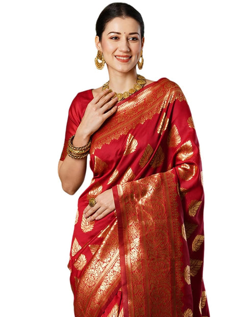 Vasthrlay Womens Jacquard Unstitched Maroon Saree