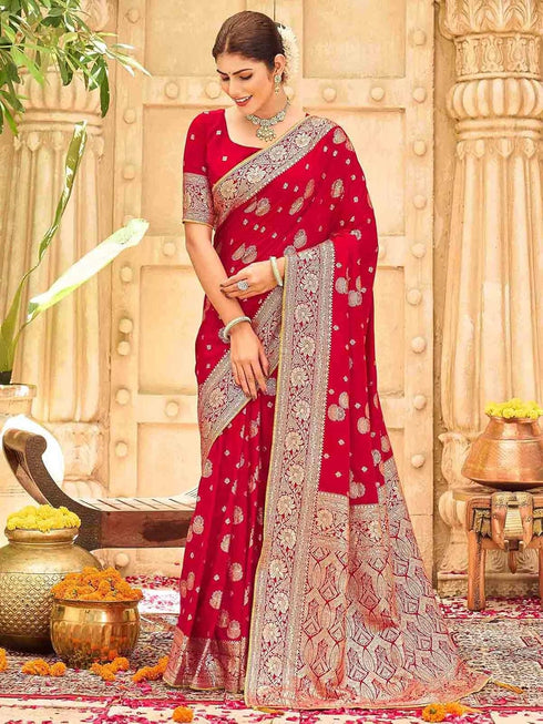 Vasthrlay Womens Banarasi Unstitched Mauve Saree