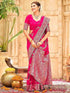 Vasthrlay Womens Banarasi Pink Saree With Unstitched Blouse Piece
