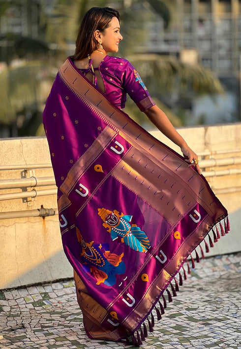 Vasthrlay Paithani Unstitched Elegant Traditional Saree