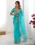 Vasthrlay Embroidery Scalloped Orange Saree