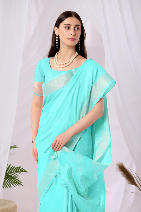 Vasthrlay Green Unstitched Saree
