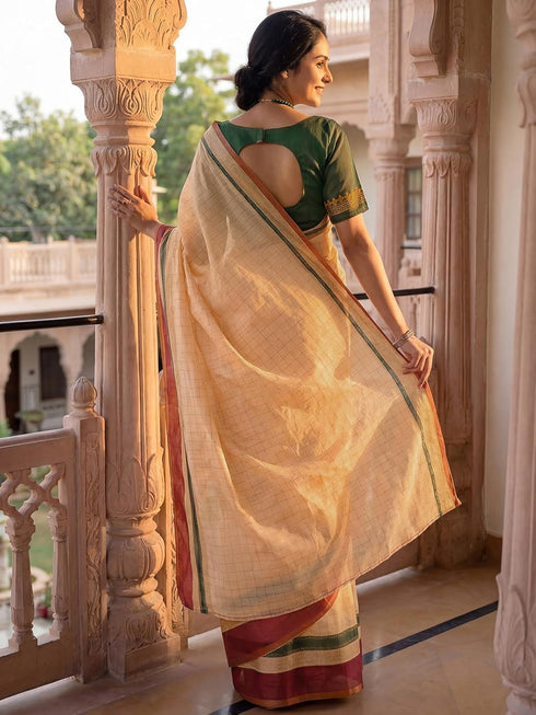 Vasthrlay Printed White Saree