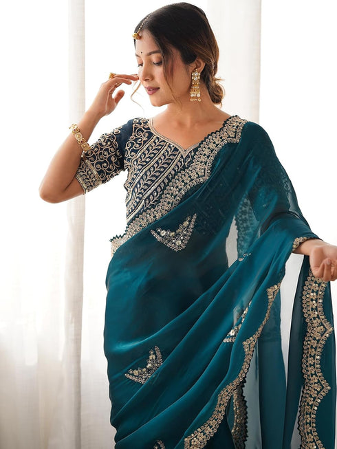 Vasthrlay Embroidered Black Saree