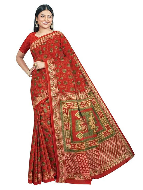Rani Saahiba Women'S Pure Cotton Printed Saree With Blouse Piece
