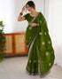 Vasthrlay Scalloped Embroidery Unstitched Lime Green Saree