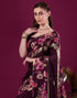 Vasthrlay Georgette Printed Unstitched Rani Pink Saree