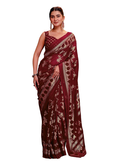 Vasthrlay Georgette Printed Navy Navy Blue Saree