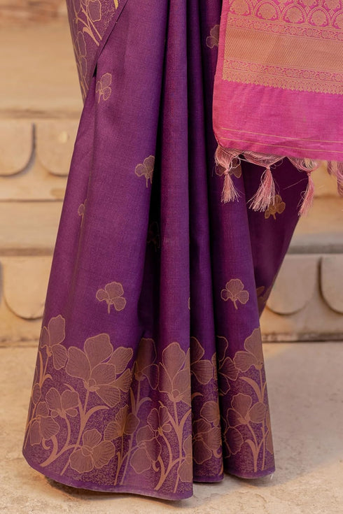 Vasthrlay Purple Tussar Woven