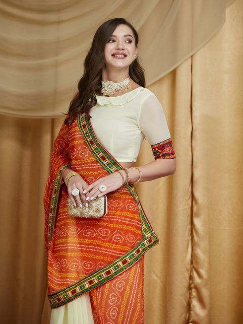 Vasthrlay Bandhani Embroidered Saree