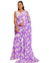 Vasthrlay Georgette Printed Parrot Green Saree With Unstitched Blouse Piece