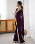 Vasthrlay Sequence Embroidery Unstitched Dark Green Saree