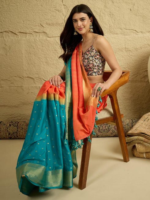 Vasthrlay Wovendesign Tasselsandlatkans Unstitched Blousepiece Ethnic Wear