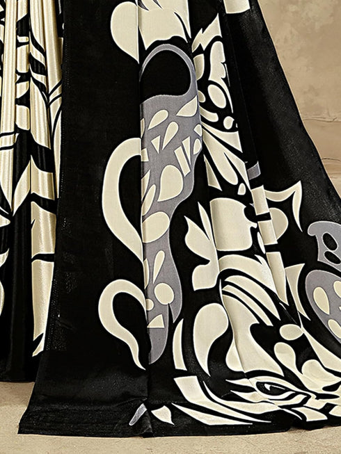 Vasthrlay Printed Off White1 White Saree