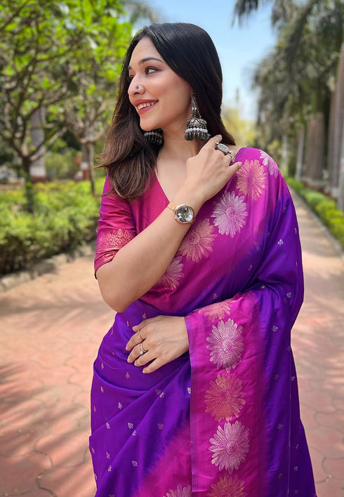 Vasthrlay Kanjivaram Blouse Purple Ethnic Wear