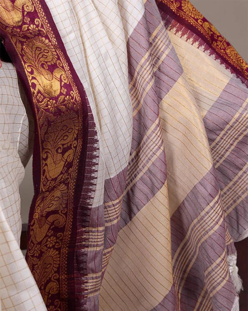 Vasthrlay Kanjivaram Saree Blouse Off White
