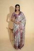 Vasthrlay Pink Geometric Print Polyester Saree With Dull Gold Zari Border And Unstitched Blouse Piece