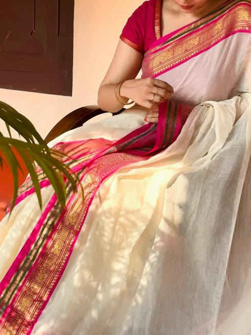 Vasthrlay Cotton Unstitched Saree