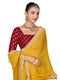 Vasthrlay Georgette Embrodery Unstitched Yellow Saree