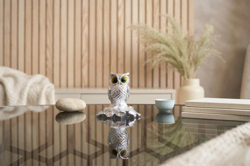 Silver Plated Owl Showpiece for Home Decor Vastu Showpiece for Home Decor