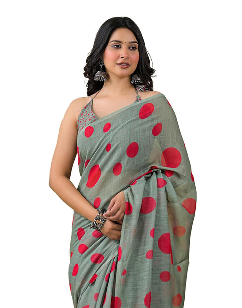 Vasthrlay Womens Printed Unstitched Peach Saree