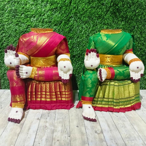 Luckypot Saree Draped Ready Goddess Doll (Body) with Copper Kalash