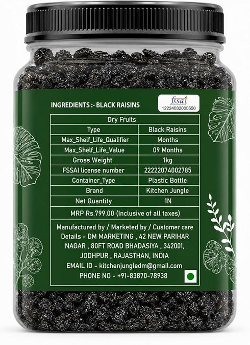 Kitchen Jungle Premium Afghani Black Raisins Seedless