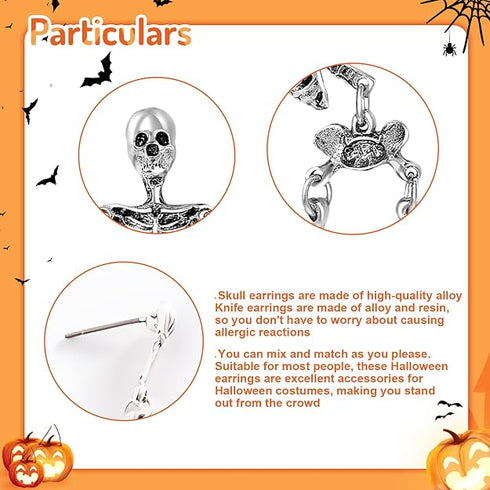 Halloween Earrings Skeleton Earrings Funny Punk Gothic Skull Earrings
