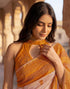 Vasthrlay Womens Printed Unstitched Peach Saree
