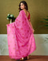 Vasthrlay Chanderi Printed Pink And Red Saree With Unstitched Blouse Piece
