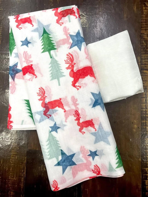 Vasthrlay Christmas Matching Unstitched Lightweight