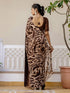 Vasthrlay Georgette Printed Unstitched Dark Green Saree