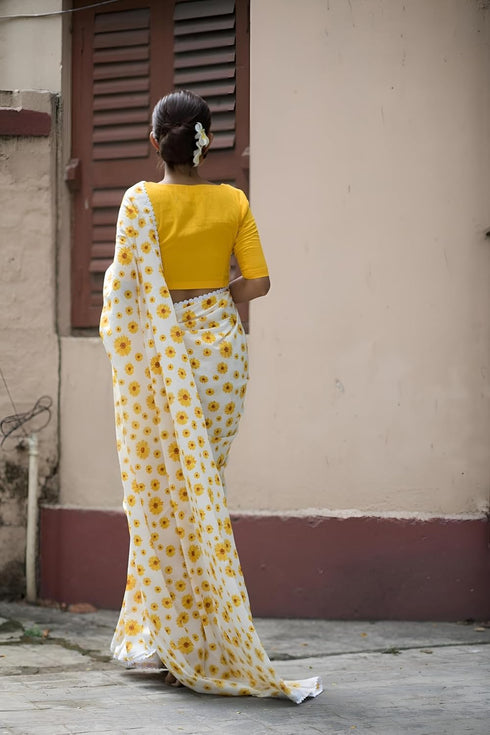 VasthrlayChanderi Unstitched Surajmukhi Yellow Free Ethnic Wear