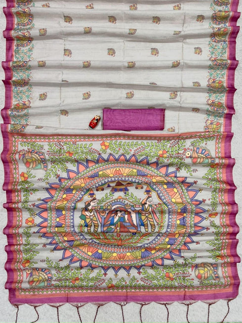 Vasthrlay Tussar Saree Madhubani