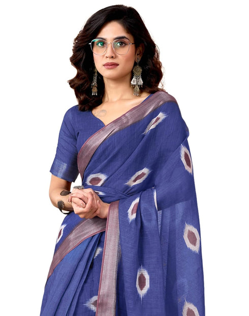 Vasthrlay Womens Printed Unstitched Dark Green Saree