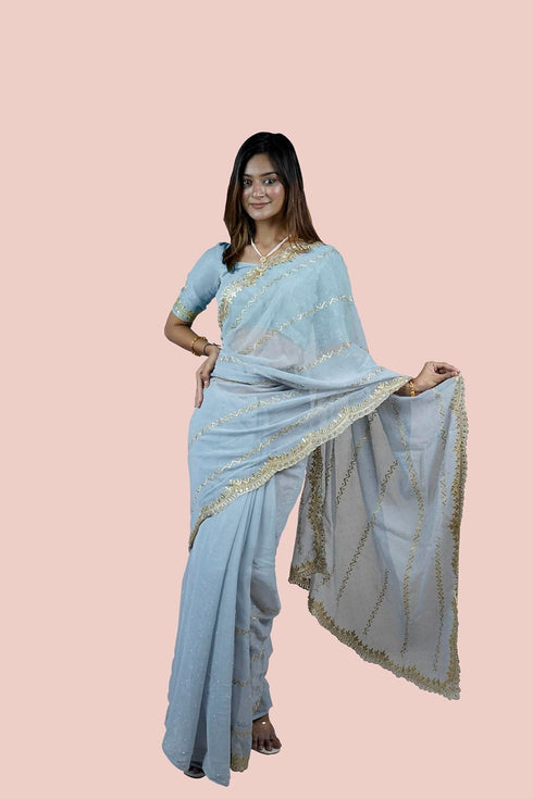 Vasthrlay Embroidery Lightgreen Ethnic Wear