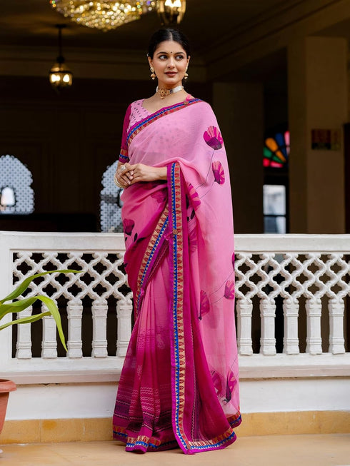Vasthrlay Georgette Bandhani Red Saree