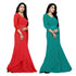 VasthrlayGeorgette Unstitched Firozi Red Free Ethnic Wear