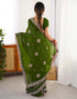 Vasthrlay Scalloped Embroidery Unstitched Lime Green Saree